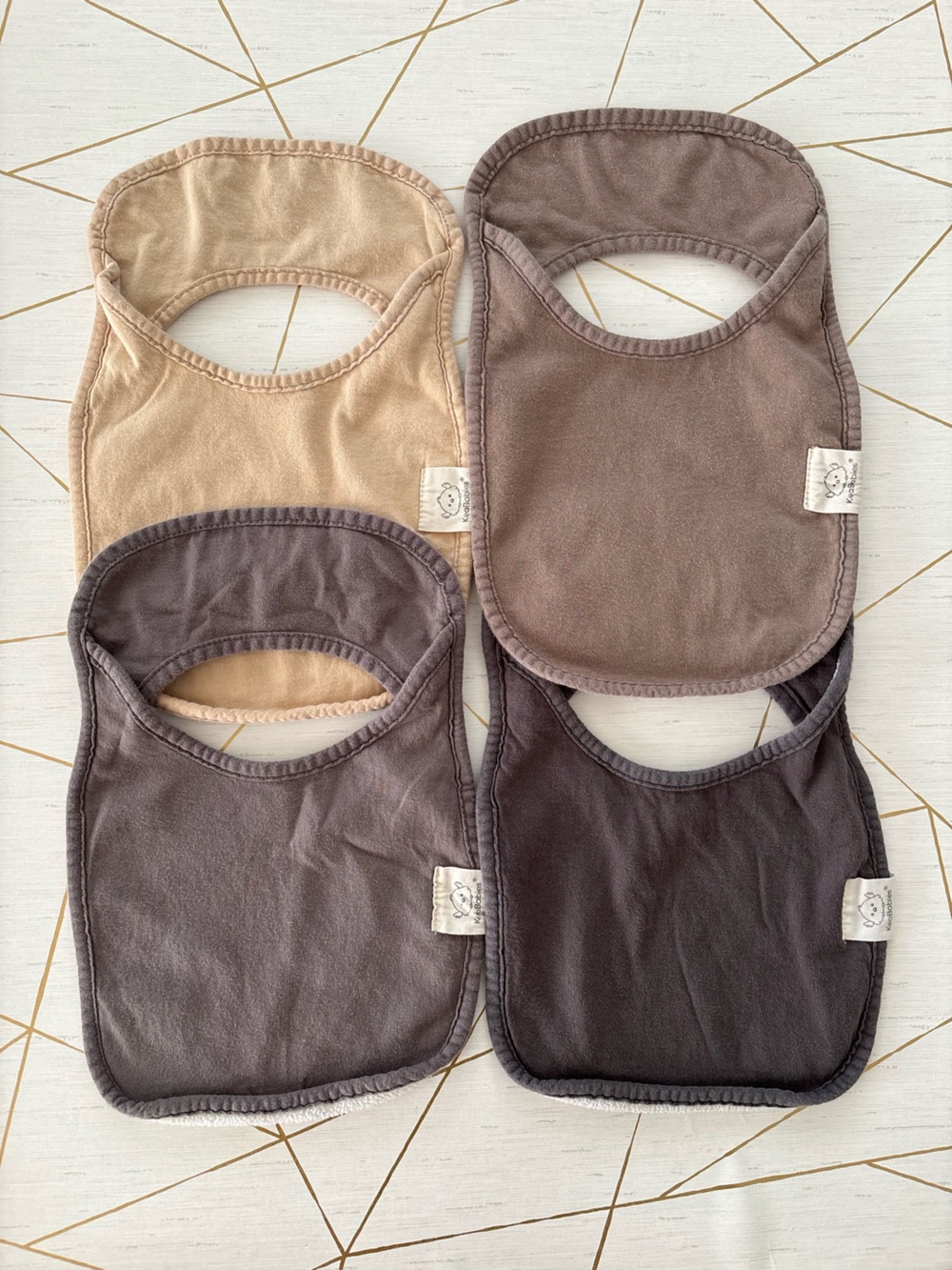 Neutral Brown & Beige Cotton Baby Bibs - Pack of 4